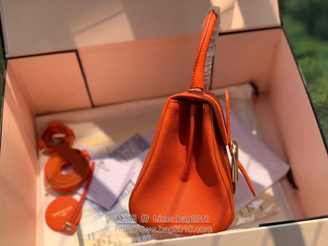 DELVAUX女包 春夏新款 Brillant系列手袋 進口牛皮 德爾沃女手提包 Dv0020 橙色 Delvaux單肩斜挎包  fcs1341